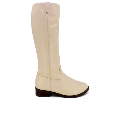 Bota Cano Alto Couro Bege