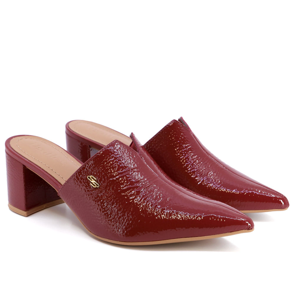 Mule feminino hot sale vermelho