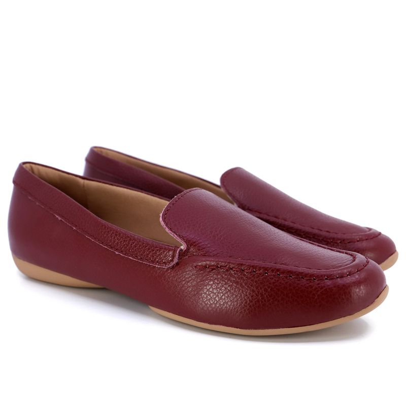 Mocassim vermelho hot sale couro