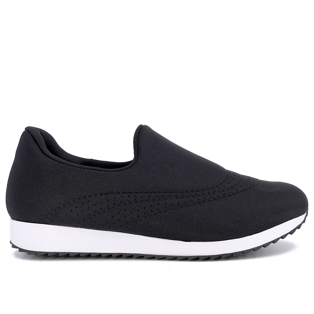 Tênis Slip On Elastano Preto Básico