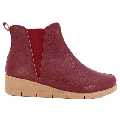 Bota Salto Plataforma Vermelha Couro Elástico