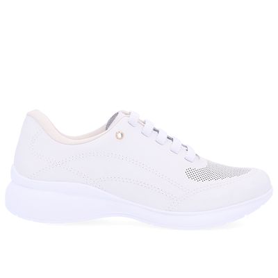 Tênis Casual Branco Couro