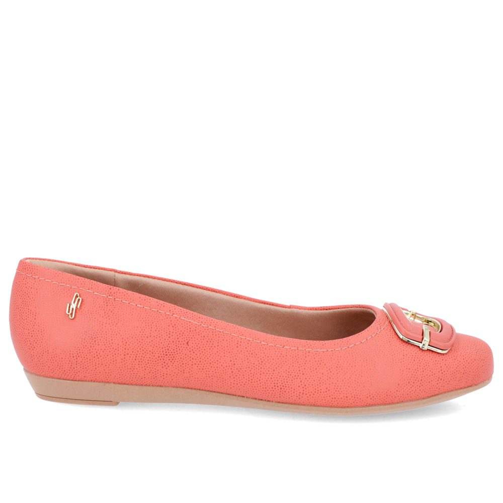 Sapatilha Laranja Couro Enfeite Couro Loja Online Usaflex - Main Image