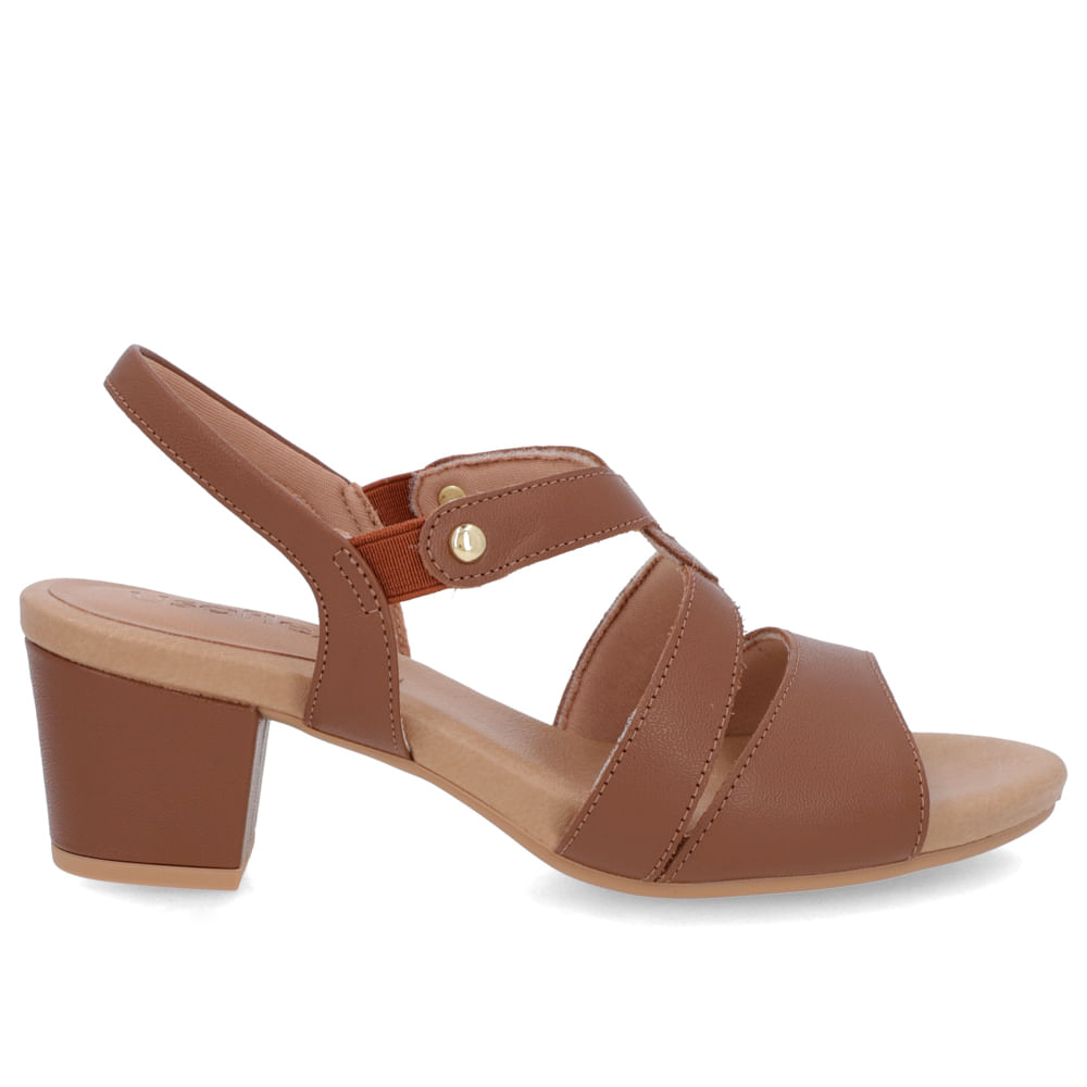 Usaflex Sandalia Couro Salto Grosso Sandália Salto Bloco Couro