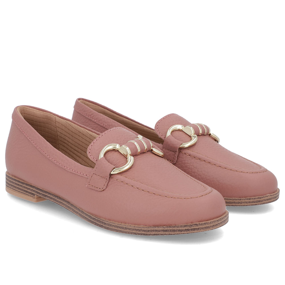 Loafer Rosa Vintage Salto Bloco Couro Básico - Loja Online Loafer Rosa Vintage Salto Bloco Couro Básico - Loja Online