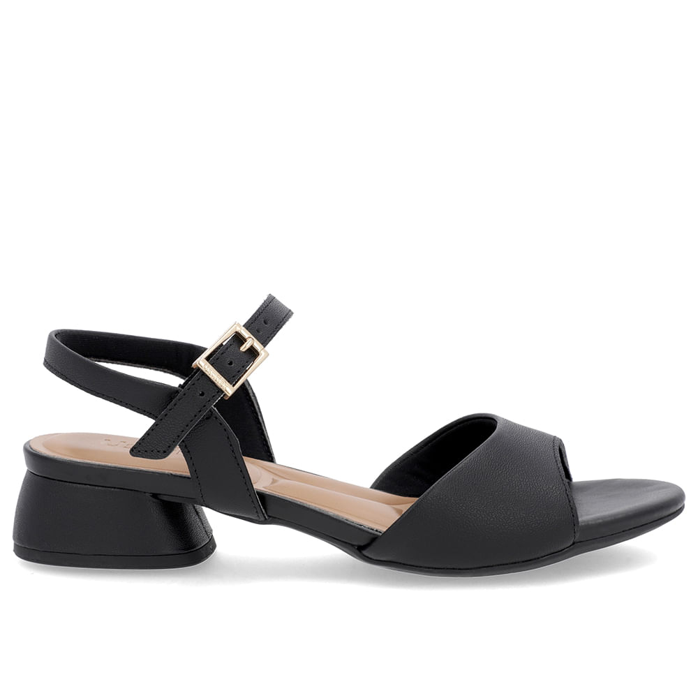 Sandália Casual Couro Preta Salto Bloco Loja Online Usaflex