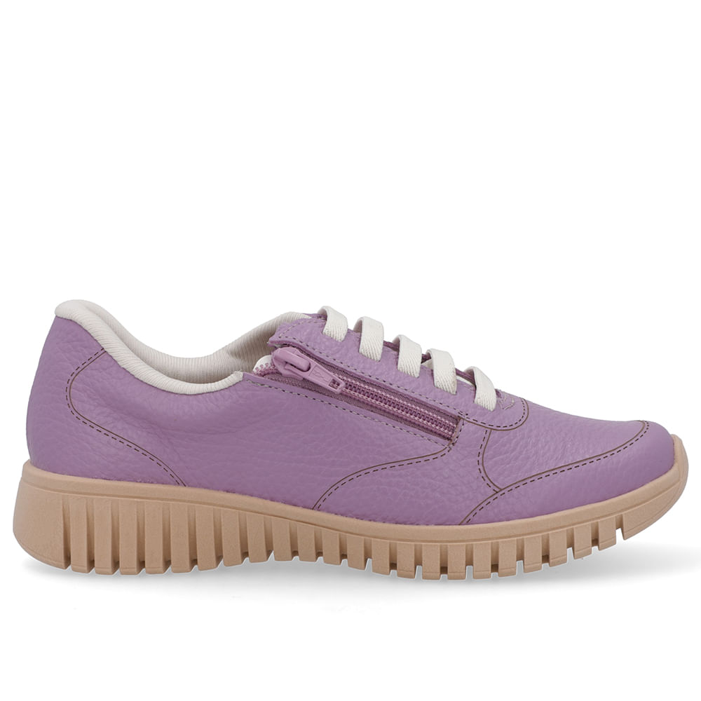 Tênis Zíper Lateral Roxo Couro - Loja Online | Usaflex - Loja Online ...