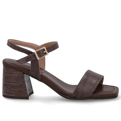 Sandália Salto Bloco Tira Marrom Chocolate