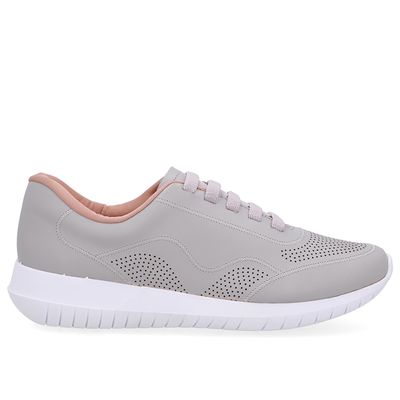 Tênis Slip On Cinza Básico Couro