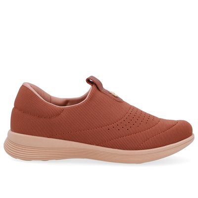 Tênis Slip On Elastano Canelado Marrom