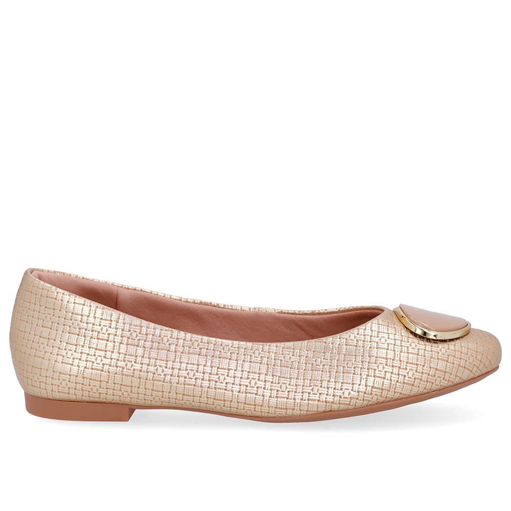 Sapatilha Dourada Couro Enfeite Loja Online Usaflex Loja