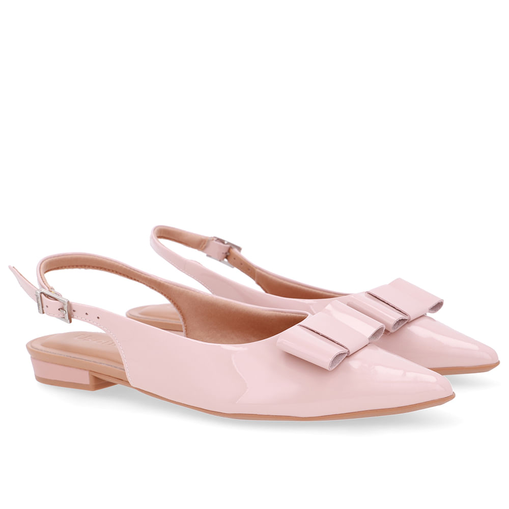Slingback Rosa Verniz Laço - Loja Online | Usaflex - Loja Online | Usaflex
