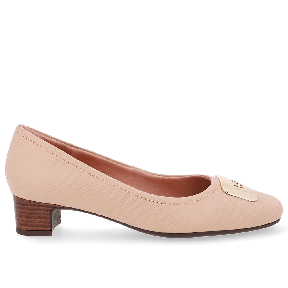 Scarpin Couro Bege Bico Quadrado - Loja Online | Usaflex - Loja Online ...