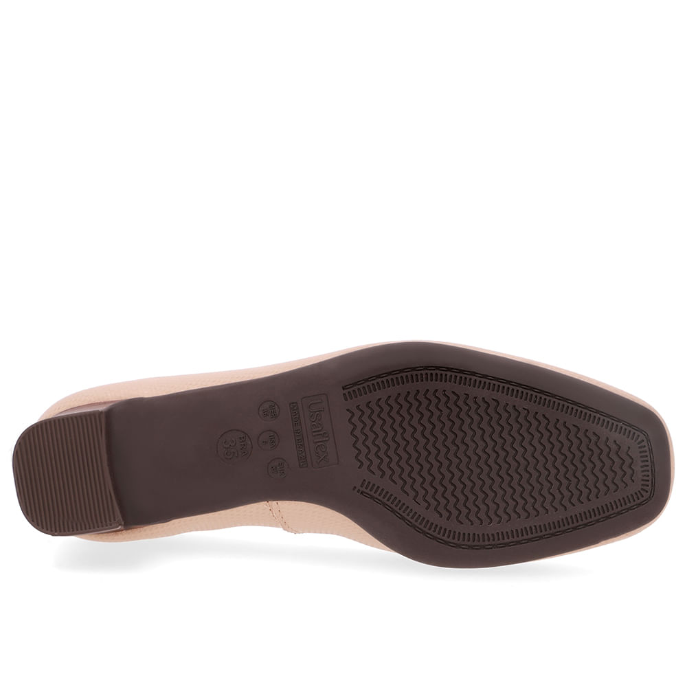 Scarpin Couro Bege Bico Quadrado - Loja Online | Usaflex - Loja Online ...