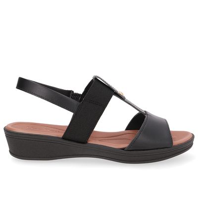 Sandália Salto Baixo Couro Preto